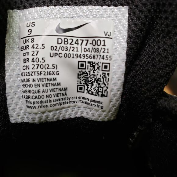 Nike Men's‎ Size 9 Air Zoom Crater Impact Running Shoes Black White Athletic - Picture 10 of 10